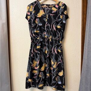 Halogen Floral Black Dress